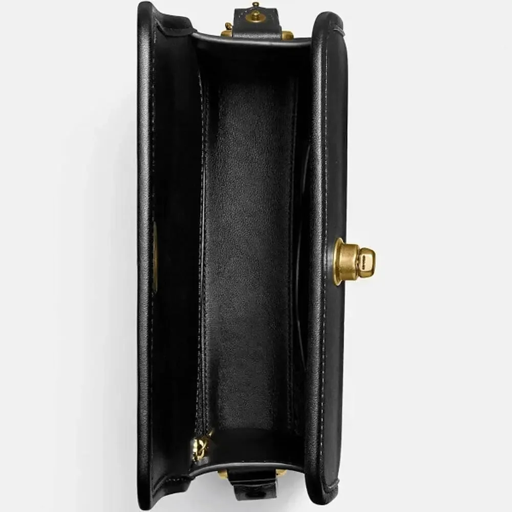 COACH REMAKE NO. 137 3 WAYS HAND SHOULDER GEOMETRIC TOP TURNLOCK BAG GOLD BLACK - Picture 4 of 9